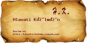 Hlavati Kálmán névjegykártya